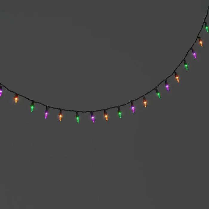 100ct LED Tri Color Halloween Indoor Outdoor Miniature String Lights Purple/Teal/Black – Hyde and EEK! Boutique™