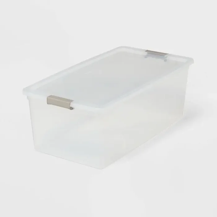 110qt Latching Clear Storage Box with Gray Latches – Brightroom™