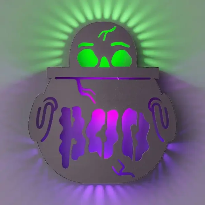 12″ Cauldron/Boo Backlit Sign with Purple and Green LEDs – Hyde and EEK! Boutique™