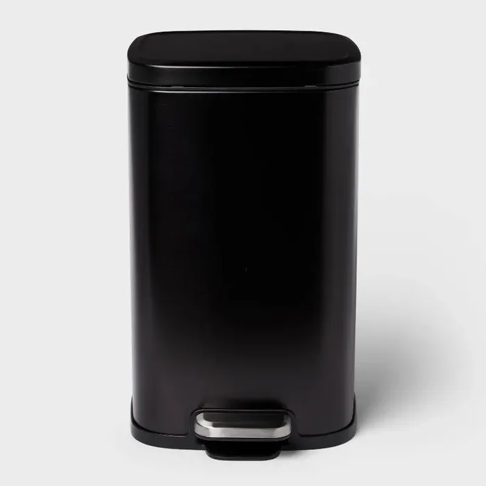 12L Soft Square Stainless Step Trash Can Black – Brightroom™