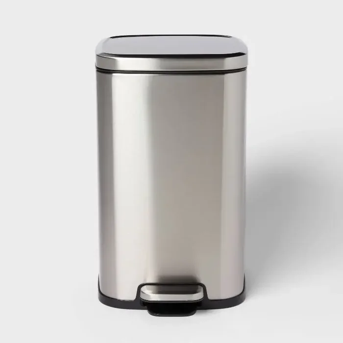 12L Soft Square Stainless Step Trash Can Silver – Brightroom™