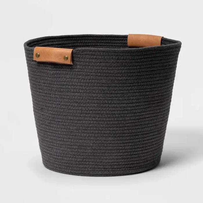 17″ Coiled Rope Bin Warm Gray Charcoal – Brightroom™