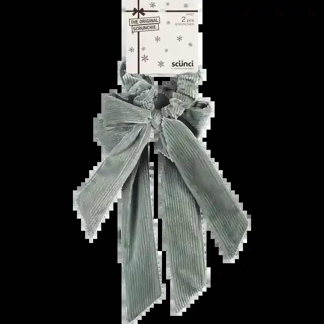 2-Pk M&M Bow Scrunchies Gry