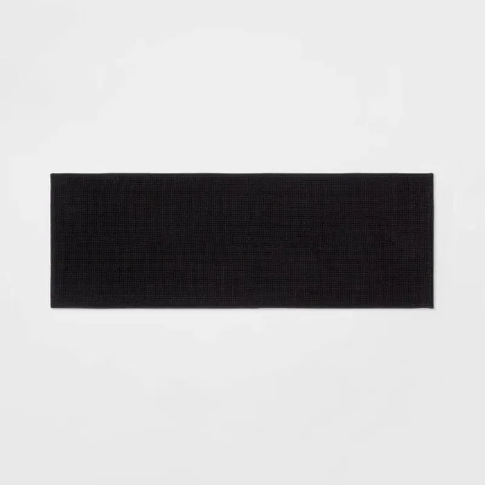20″x58″ Everyday Chenille Bath Runner Black – Room Essentials™ Machine Washable, Tufted Bathroom Mat