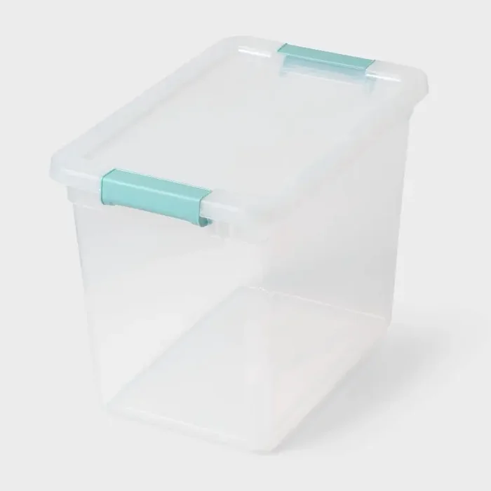 27qt Deep Storage Bin Clear with Latches – Brightroom™