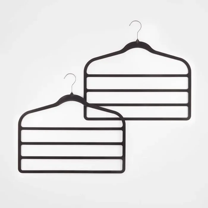 2pk 4 Bar Flocked Hangers Black – Brightroom™ Velvet Pants Hangers for Clothes, Adult Use, 1 Year Warranty
