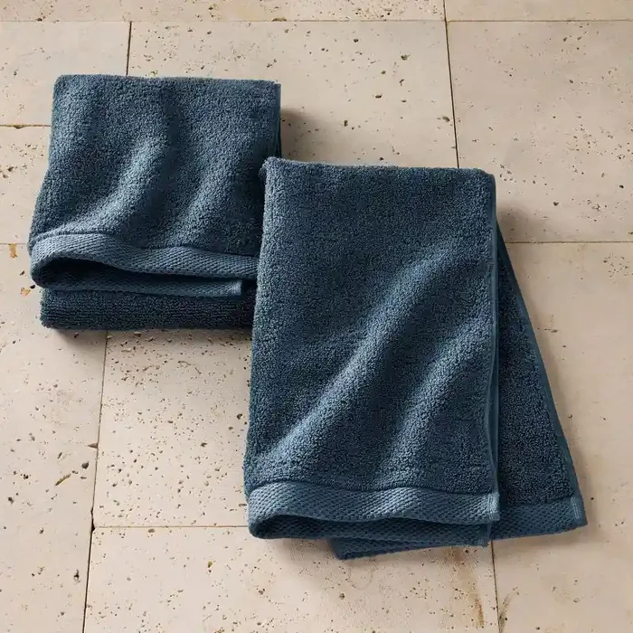 2pk Organic Hand Towel Dark Mineral Blue – Casaluna™