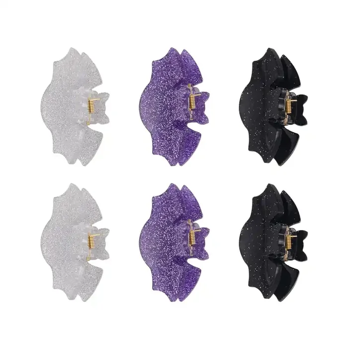 3pc Multi Color Bat Mini Hair Clip Set