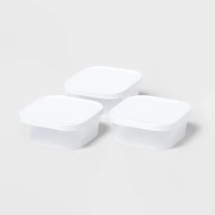 3pk Click in Place 13oz Shallow Insert Storage Containers White and Clear – Brightroom™