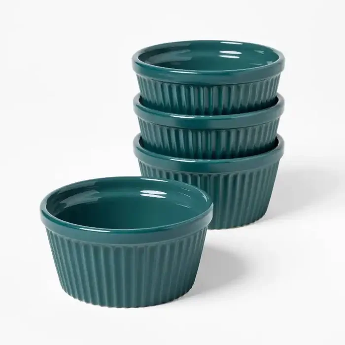 4pc Stoneware Ramekin Set Dark Green – Figmint™