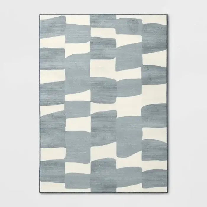 5‘x7‘ Organic Shapes Area Rug Blue – Room Essentials™ Abstract Tufted, Fade & Stain-Resistant, Indoor Use