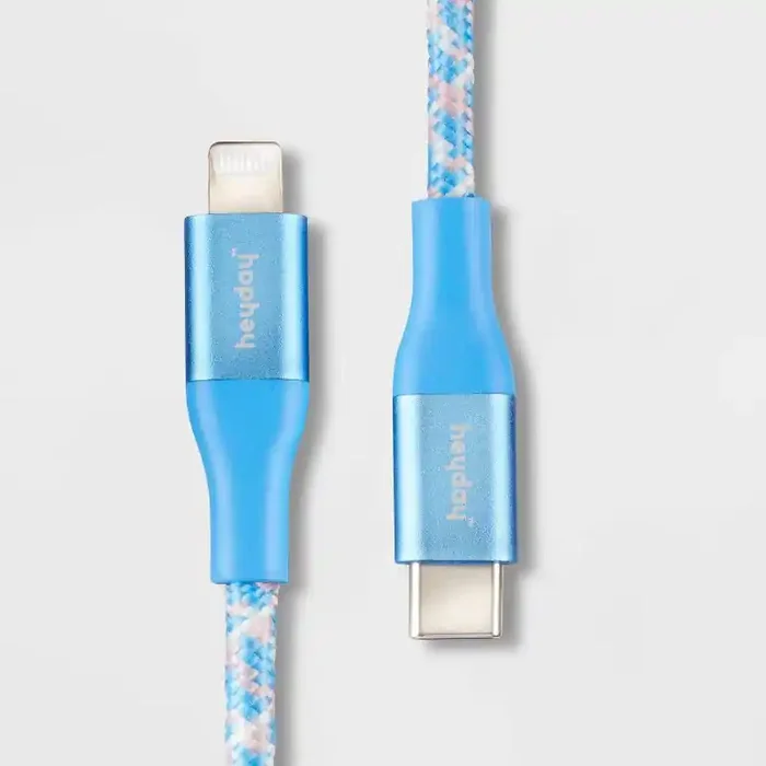 6‘ Lightning to USB-C Braided Cable – heyday™ Tranquil Blue iPhone Charging Cord