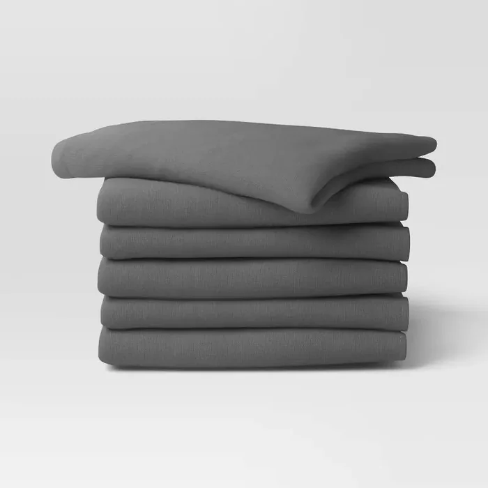 6pc Flour Sacks Kitchen Textile Set Gray – Room Essentials™ Modern Cotton Dish & Tea Towels, Plain Weave, Machine Washable