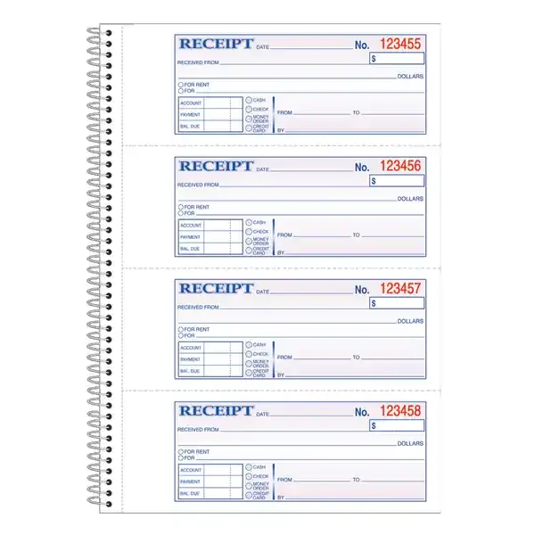 Adams Carbonless 2-Part Spiral Money/Rent Receipt Book