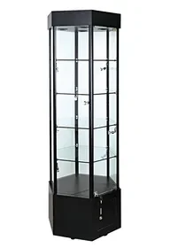AMKO Displays KDWA-003 Hexagon Lighted Tower Showcase, 25″(L) X 22″(W) X 73″(H), Price/each