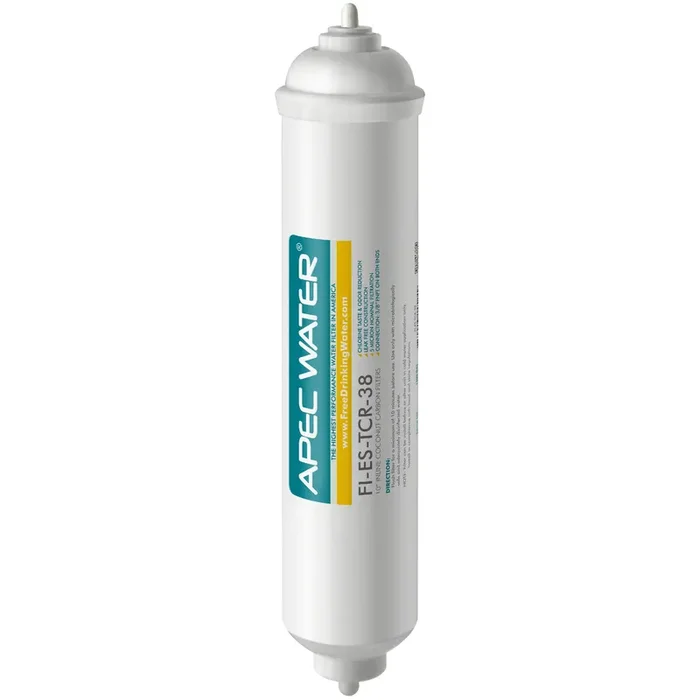 APEC ESSENCE 10″ Inline Carbon Filter With Quick Connect, 3/8″ Fast Flow Output, 5 Micron