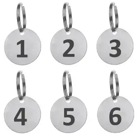 Aspire 1-25 Stainless Steel Number Key Tags, Round ID Tags with Key Ring, Black Numbered Key Chain for House, Restaurant, Lockers