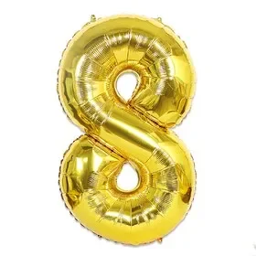 Aspire 40 Inch Number 8 Balloons, Reusable Aluminum Foil Number Balloons for Birthday Party Commemoration Day Anniversary Decoration – Gold