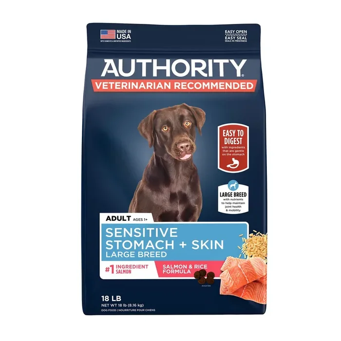 Authority Sensitive Stomach & Skin Large Breed All Life Stage Dry Dog Food – Salmon