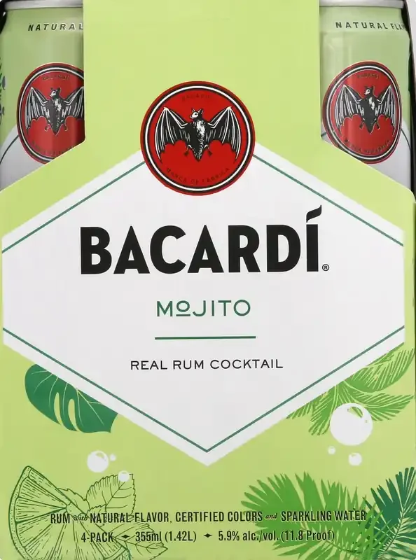 Bacardi 4 Pack Mojito Rum Cocktail 4 ea