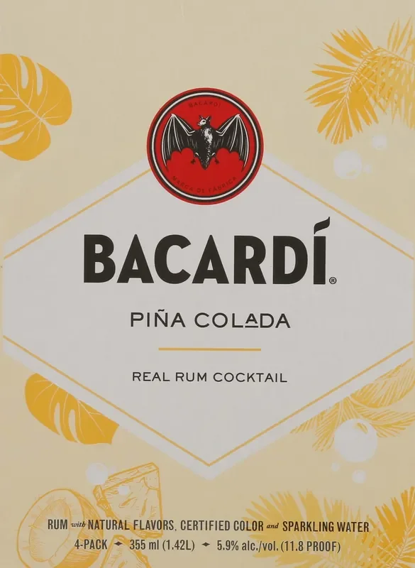 Bacardi 4-Pack Pina Colada Rum Cocktail 4 – 355 ml Pack