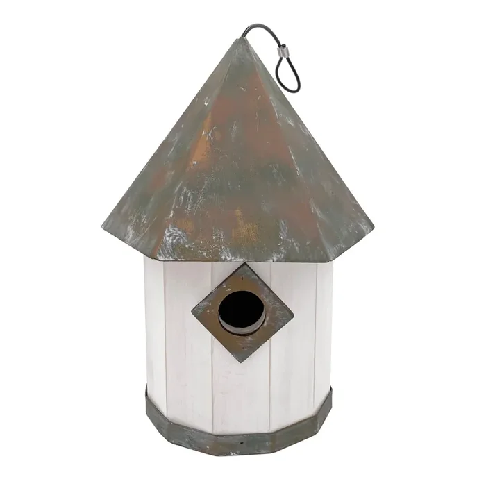 Backyard Glory 11.42-in H White Wood Variety Decorative Bird House