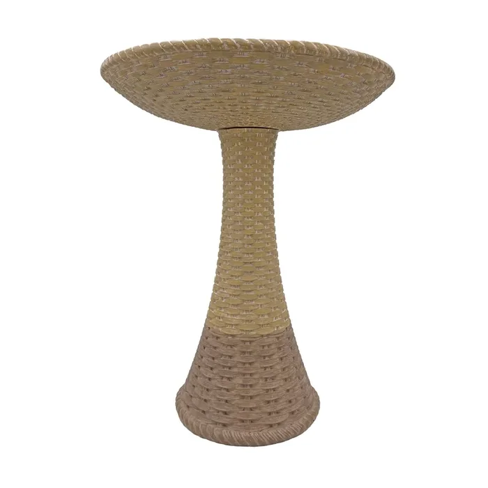 Backyard Glory Wicker 20-in H Tan Polypropylene Complete birdbath