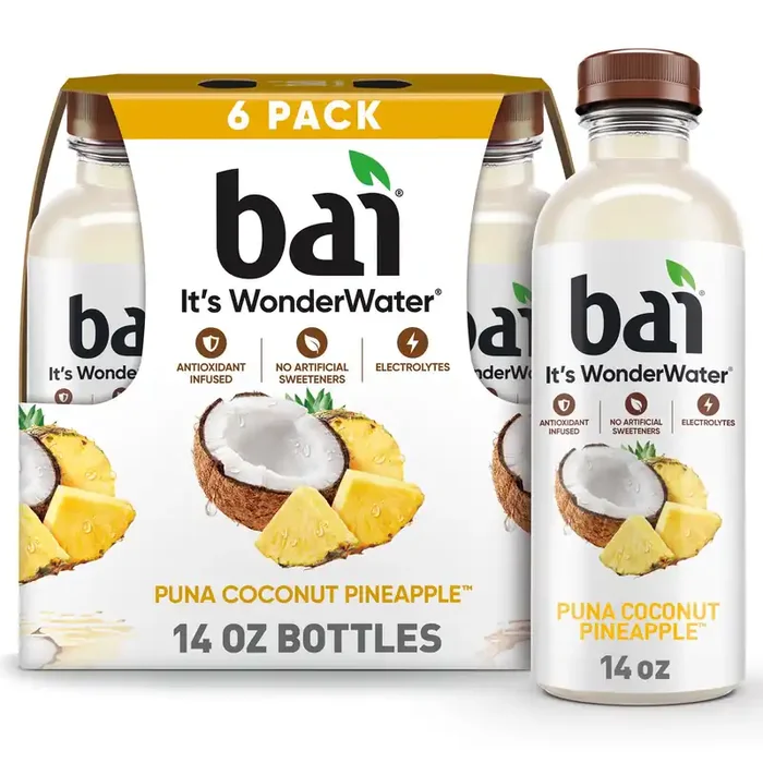 Bai Antioxidant Infused Water Beverage, Puna Coconut Pineapple, 14 fl oz Bottles, 6 Pack