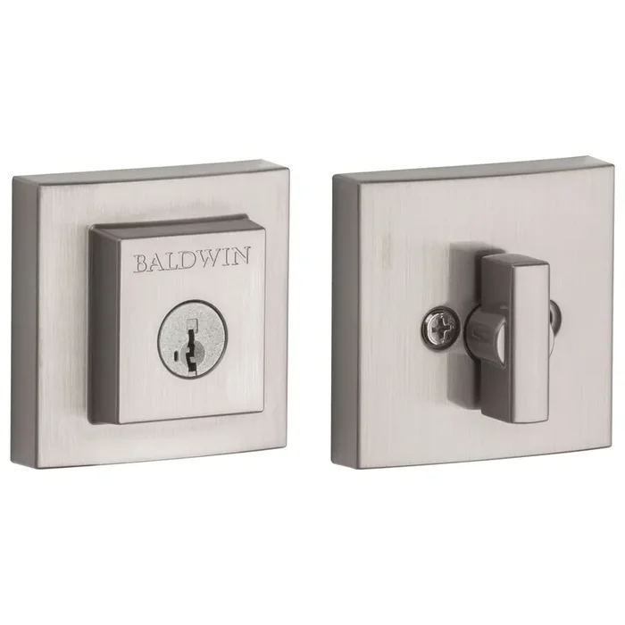 Baldwin Prestige Series Square Satin Nickel Single Cylinder Deadbolt with SmartKey
