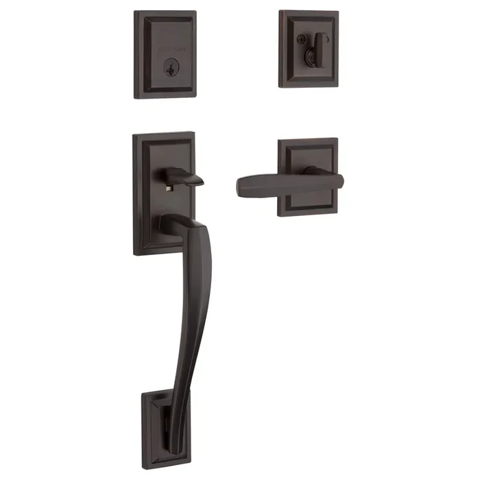 Baldwin Prestige Series Torrey Pines Venetian Bronze Single-Cylinder Deadbolt and Keyed Entry Door Handleset ft. SmartKey Security