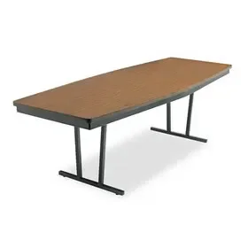 Barricks BRKECT368WA Economy Conference Folding Table, Boat, 96w x 36d x 30h, Walnut/Black, Price/EA