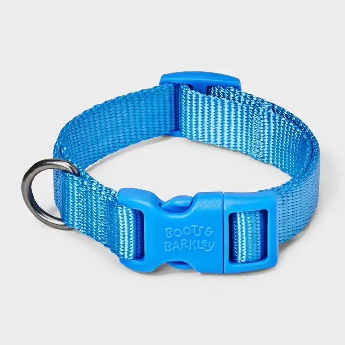 Basic Adjustable Dog Collar with Matching Buckle – S – Blue- Boots & Barkley™