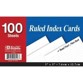 Bazic Products 3″ x 5″ Ruled Index Cards (pack of 100), Price/100 /Pack
