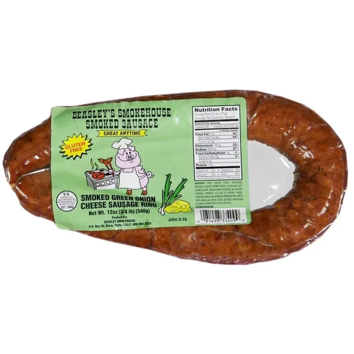 Beasley‘s Smokehouse Green Onion Smoked Sausage