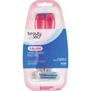 Beauty 360 3-Blade Disposable Razors, 3 Ct