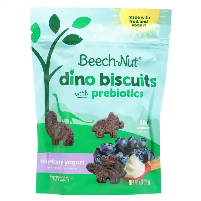 Beech-Nut Blueberry Yogurt Dino Biscuits with Prebiotics 5 oz
