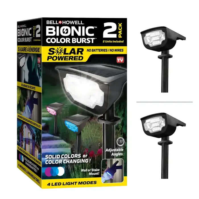BELL + HOWELL 2 -Pack Bionic Lighting 44 -Lumens 0.5 -Watt Black Solar LED Outdoor Path Light ( 6000-K )