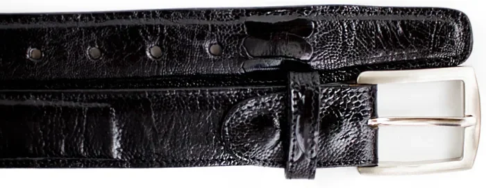 Belvedere Ostrich Leg Belt in Black