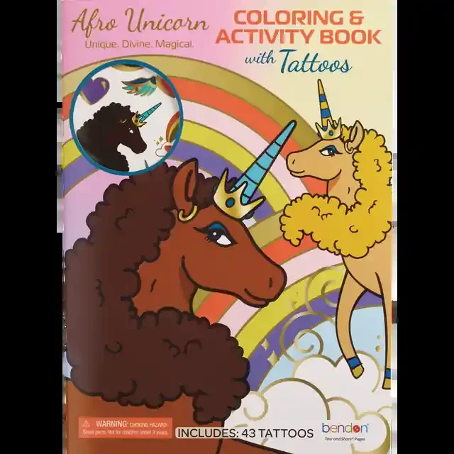 BENDON PUBLISHING 6572 Afro Unicorn Color Book Tattoos