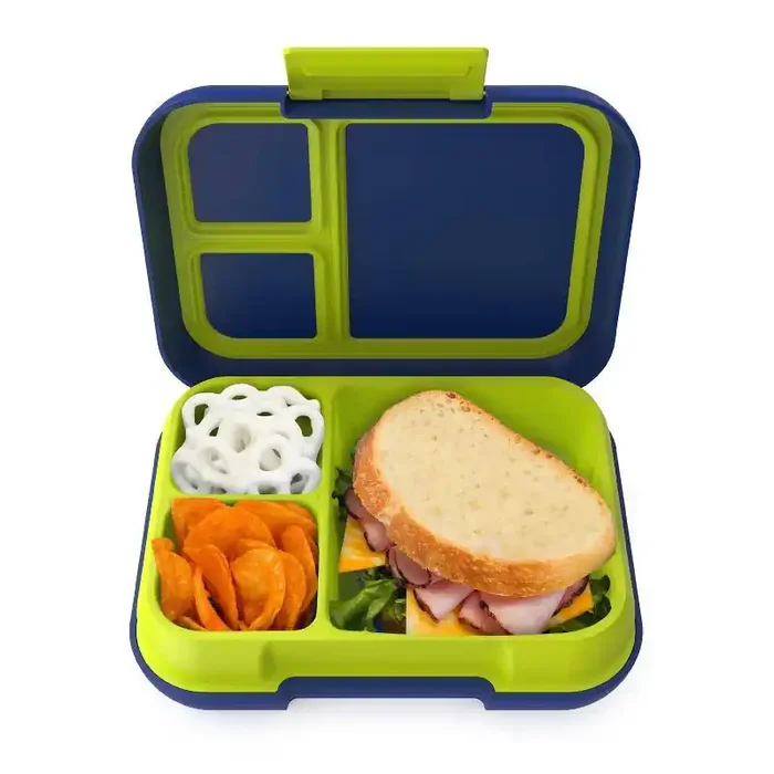 Bentgo Pop Leakproof Bento-Style Lunch Box with Removable Divider-3.4 Cup – Navy Blue/Chartreuse BPA-Free, Hard Case, for Ages 8+