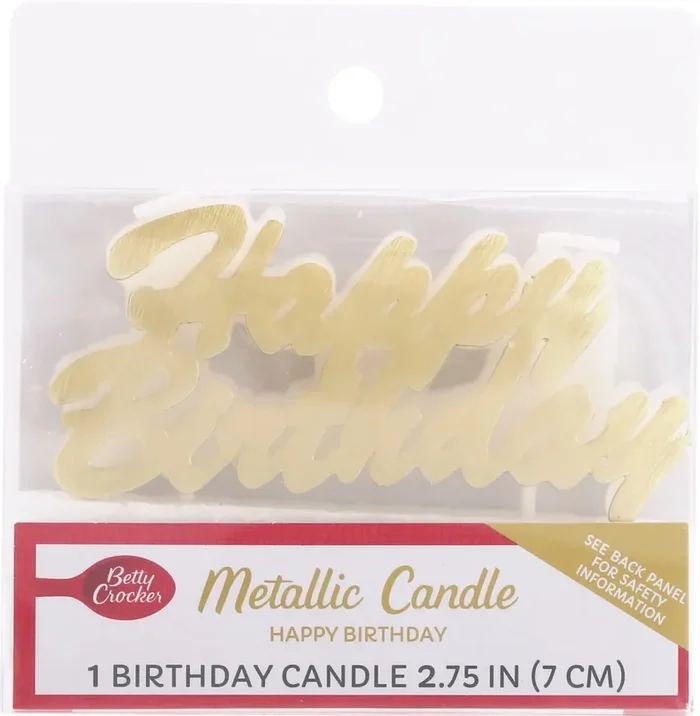 Betty Crocker Metallic Candle Happy Birthday