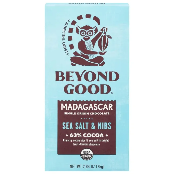 Beyond Good 63% Cocoa Madagascar Sea Salt & Nibs Single Origin Chocolate – 2.64 oz