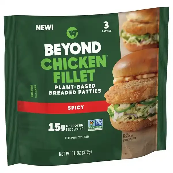 Beyond Meat Breaded Patties, Plant-Based, Chicken Fillet, Spicy