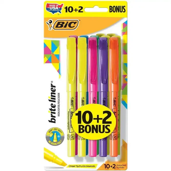 BIC 12ct Brite Liner Chisel Tip Highlighters