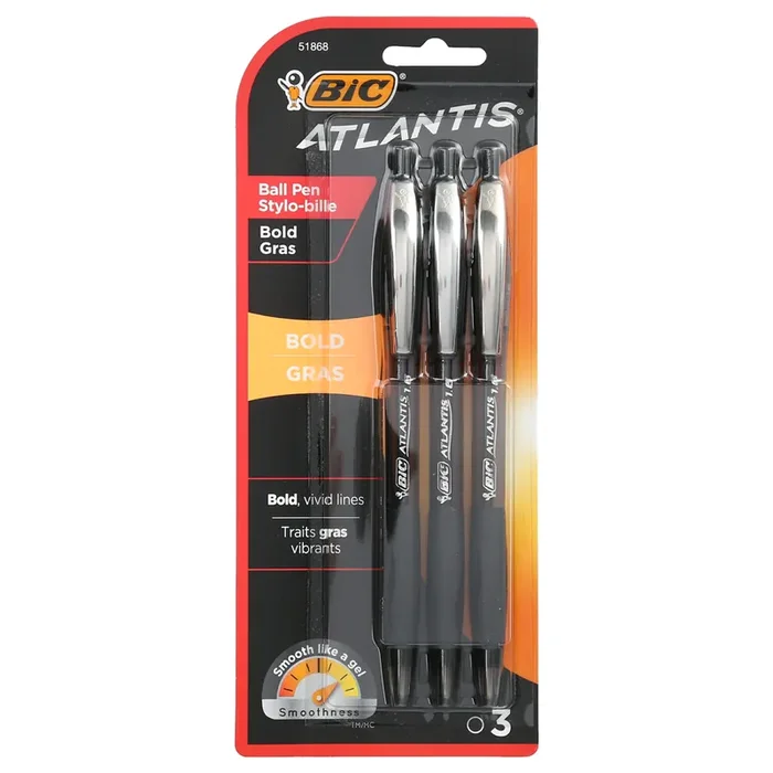 Bic Atlantis Bold Black Pens