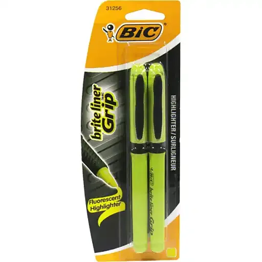 Bic Brite Liner Grip Chisel Tip Fluorescent Highlighter – 2 Count