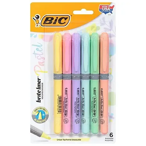 BIC Brite Liner Pastel Ink Highlighter – 6 Count
