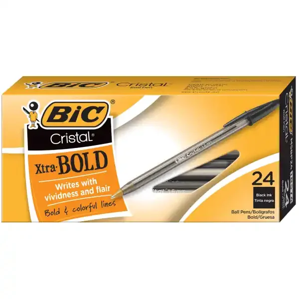 BIC Cristal Extra Bold Point Black Ballpoint Pens