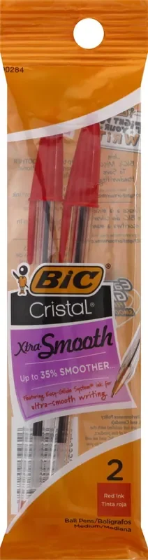 BIC Cristal Red Ink Xtra-Smooth Medium Ball Pens 2 ea