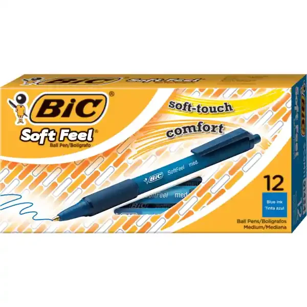 BIC Soft Feel Retractable Medium Point Blue Ballpoint Pens